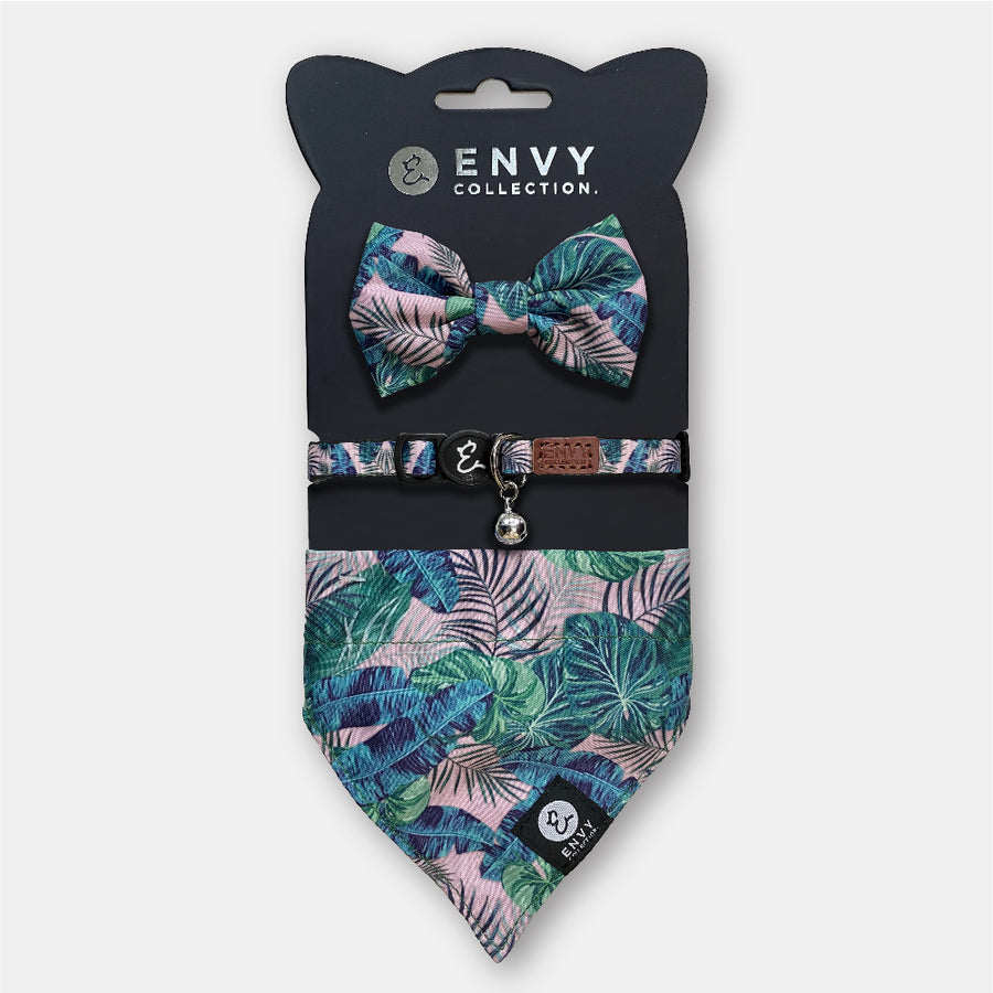 Envy Collection Mix & Match套裝 貓頸圈 領巾 領結 (Palm Leaves)